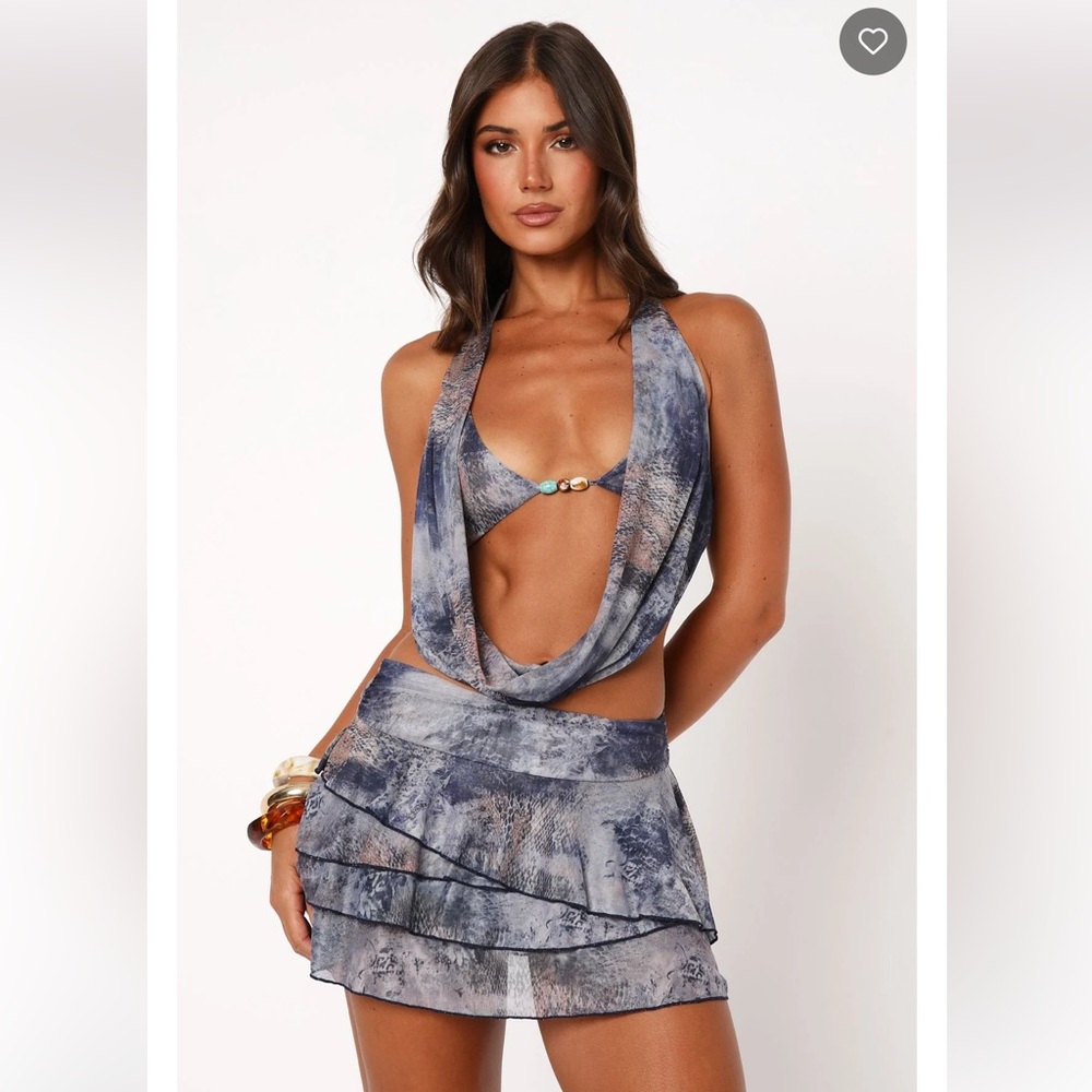 White Fox Boutique Blue Tie-Dye Halter Top